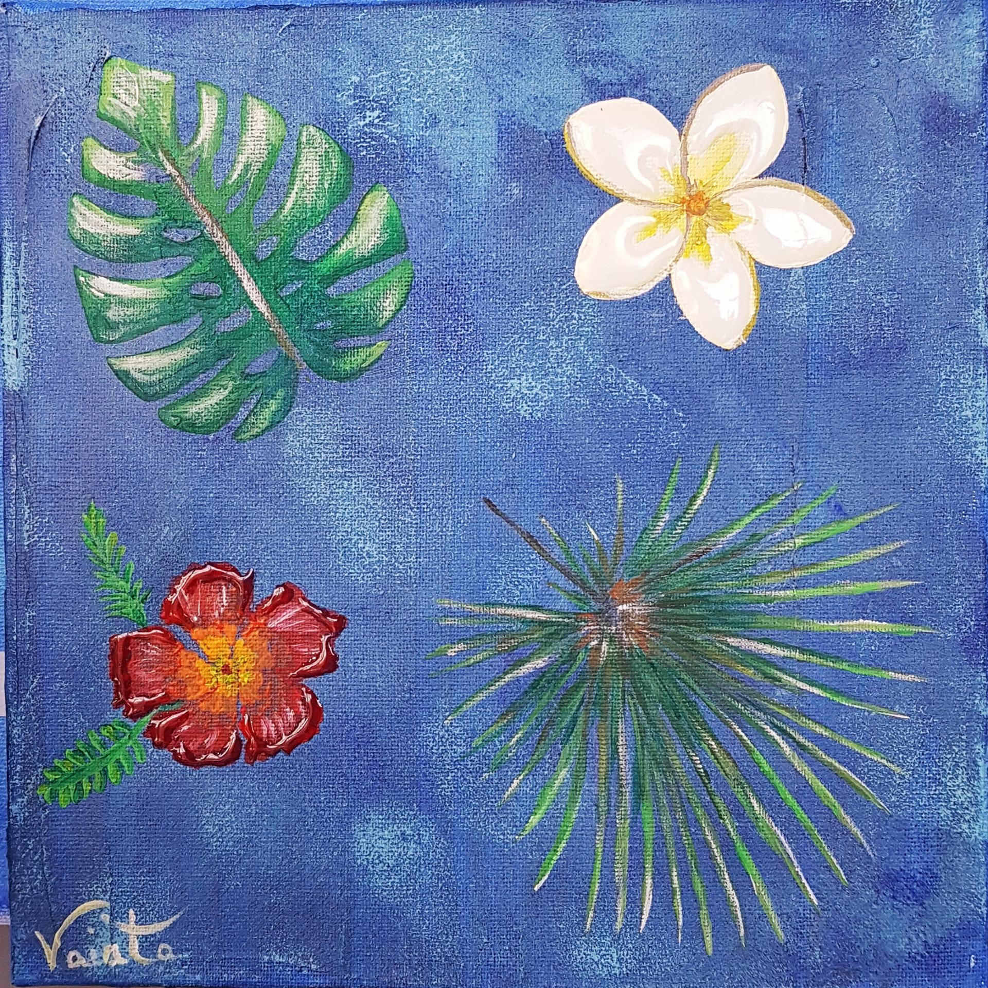 Fleurs tropicales bleu
