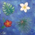 Fleurs tropicales bleu